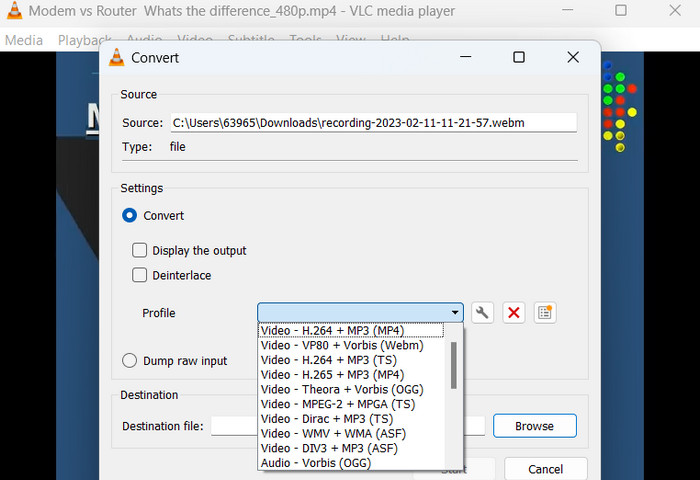 Interfejs odtwarzacza multimediów VLC