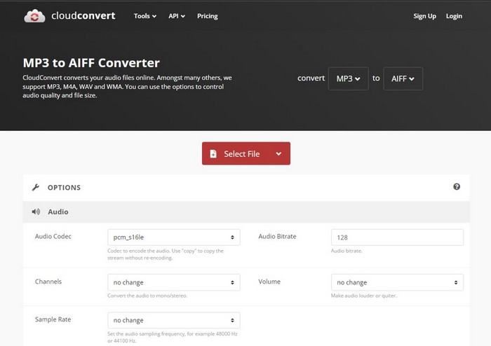 Interfaccia CloudConvert