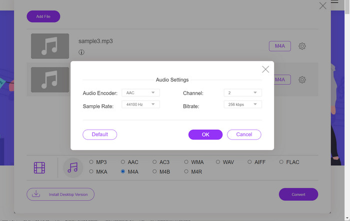 Convertitore online da MP3 a M4A