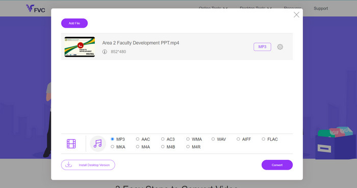 การแปลง FVCO MP4 เป็น MP3