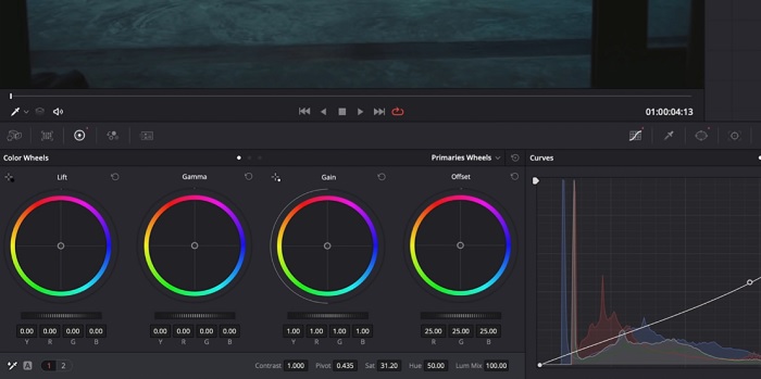 ปรับความสว่างโดยใช้ DaVinci