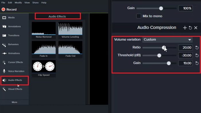 音频压缩器 Camtasia