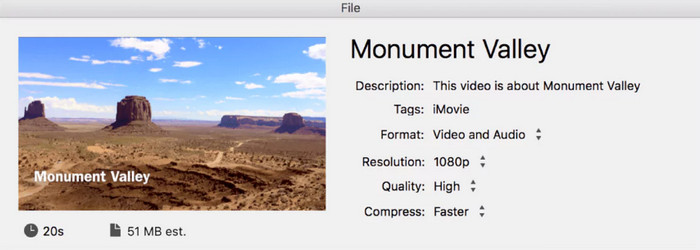 iMovie Compress Video