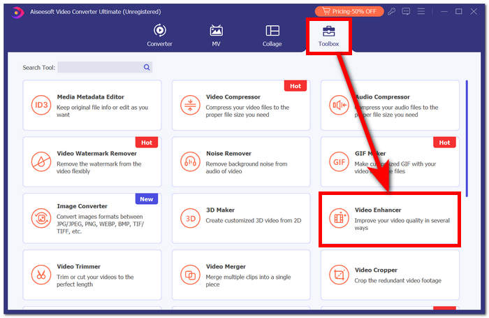 Pronađite Toolbox i kliknite Video Enhancer