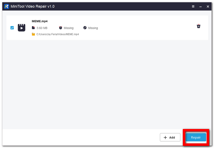 Minitool Klicken Sie auf „Reparieren“.