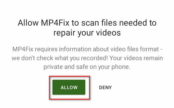 Alat za popravak videozapisa MP4Fix Dopusti skeniranje