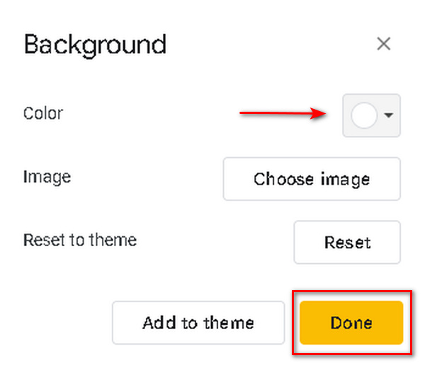 Google Slide Color Settings