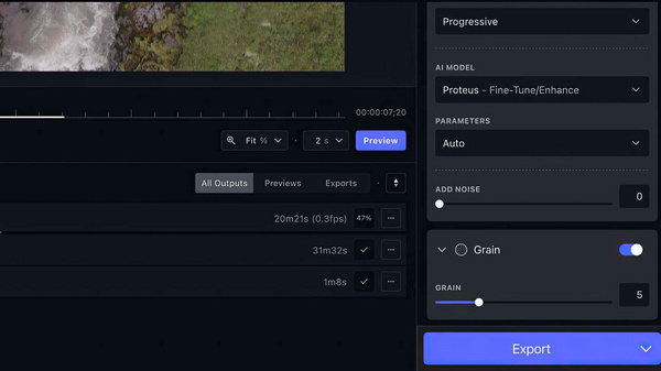 Topaz Video AI Multi-Threaded Previews Eksporter