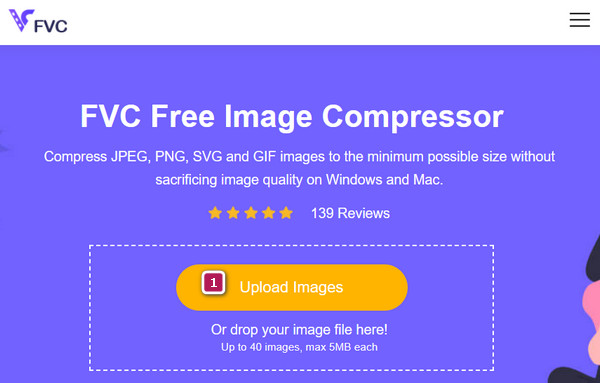 FVC Free Image Compress העלה קבצים