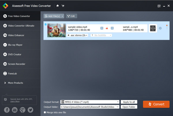 Aiseesoft 無料ビデオコンバーター