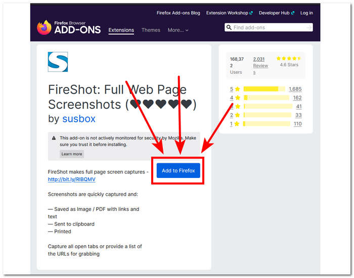 انقر فوق إضافة إلى فايرفوكس