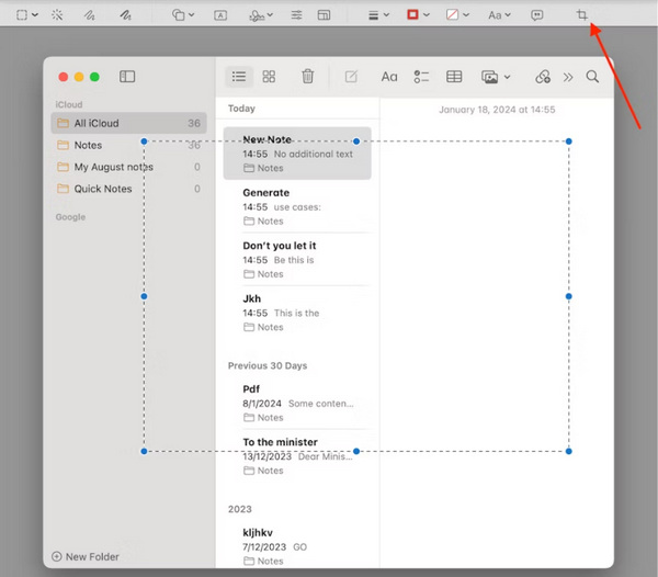 Oříznout snímek obrazovky v aplikaci Mac Preview