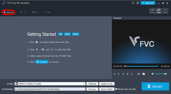 FVC Free 4k Converter Add Files