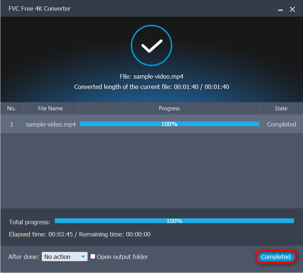 Convertidor 4k gratuito FVC completado