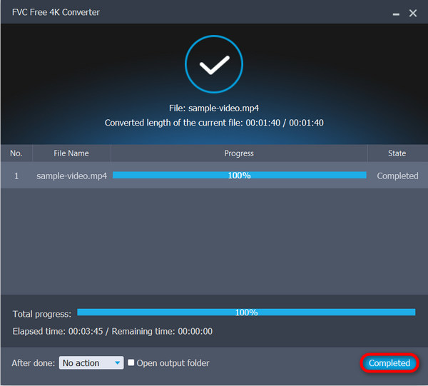 Convertitore 4K gratuito FVC completato