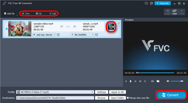 FVC Percuma 4k Converter Edit Tukar