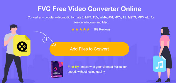 FVC Free Video Converter Online روی add Files to Convert کلیک کنید