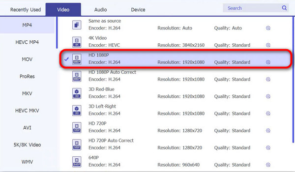 FVC Video Converter Format de sortida final 1080 4k