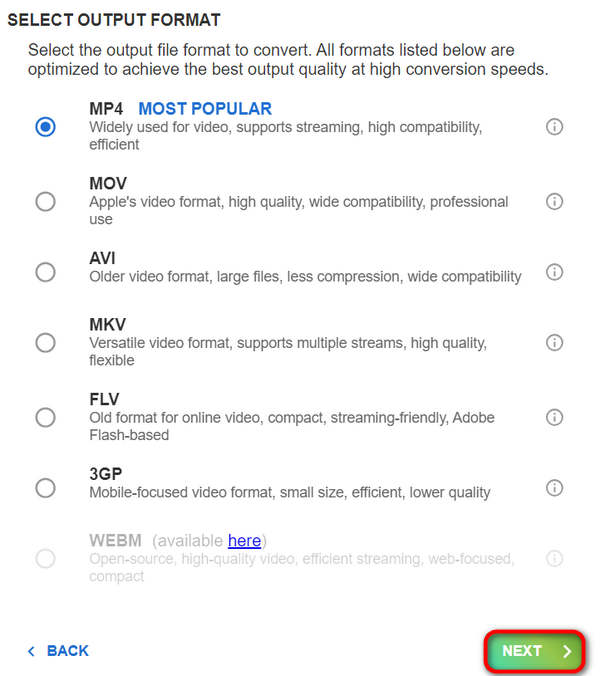 HD Converter Select Output Format