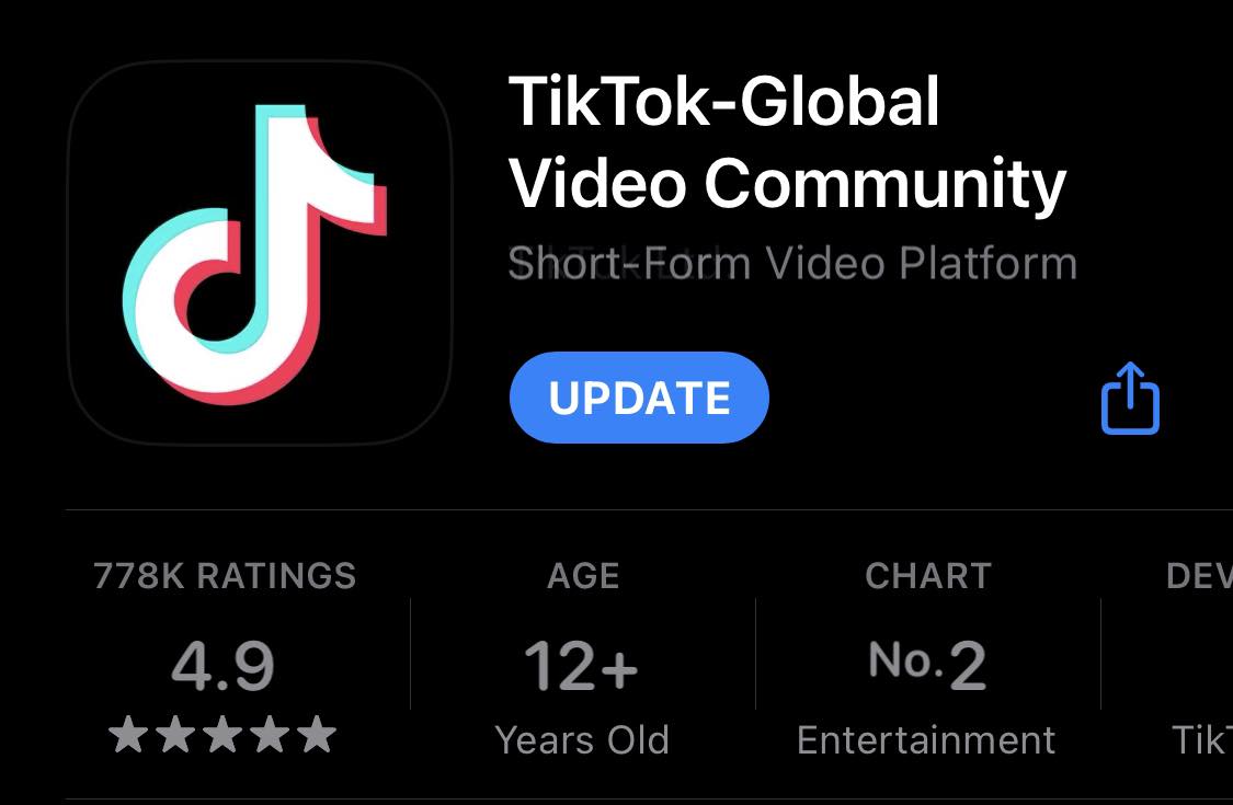 Uppdatera Tiktok-appen