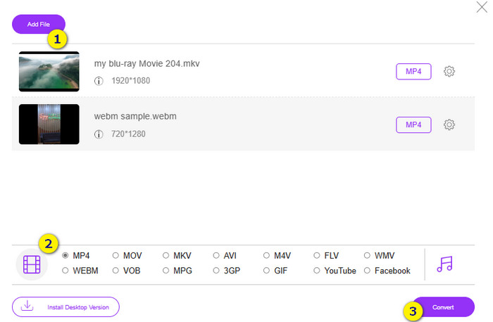 วิดีโอเสียง MP4 FVC แปลง