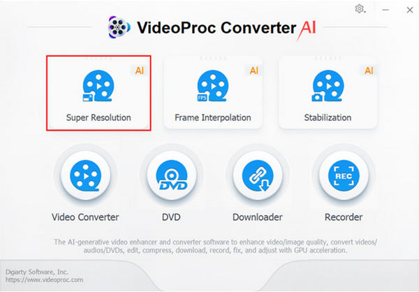 VideoProc Converter AI szuper felbontás