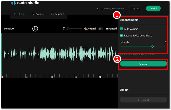 Ajuste la configuración y haga clic en Aplicar