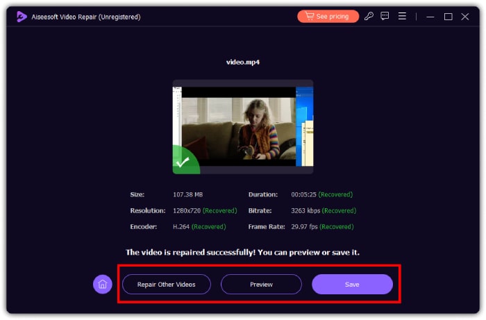 Reparar videos de Facebook Guardar