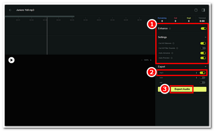 Audiovorschau und -export