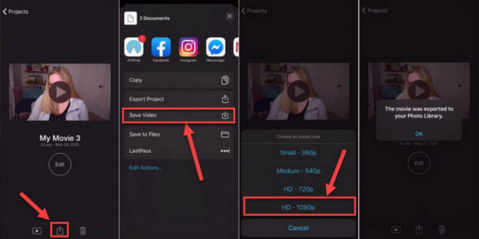 تصدير Imovie إلى Mp4 iPad iPhone