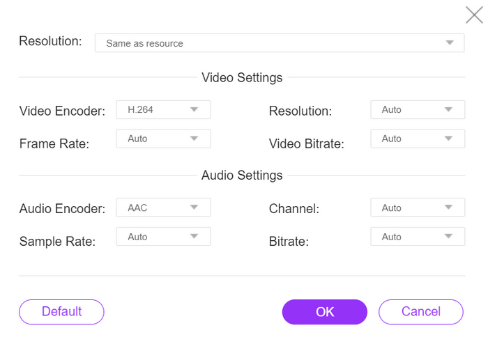 Formato de salida en línea del convertidor de video FVC Fre