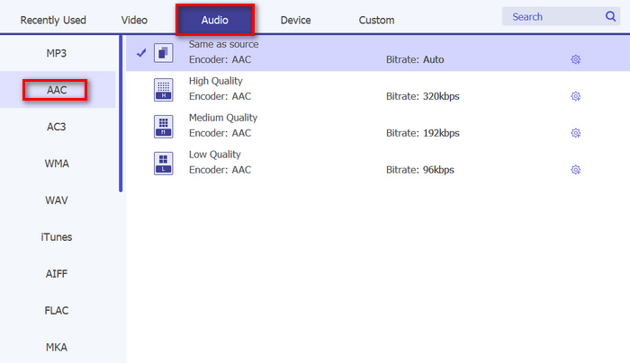 Fvc Video Converter Ultimate Mp4 to Aac Output Format