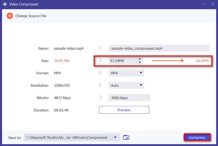 Fvc Video Converter Ultimate Resize Mp4 Komprimer Mp4 Vælg størrelse