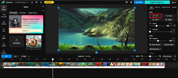 Kapwing Faceți clic pe Trim