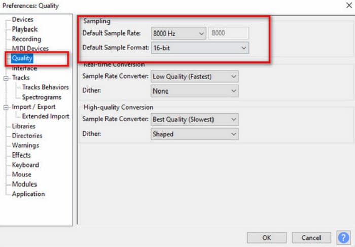 คุณภาพ Audacity ของ Mp3