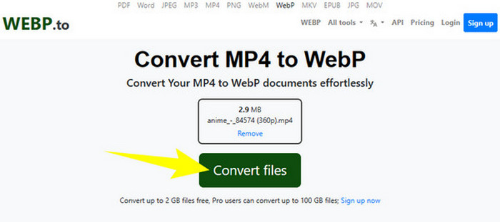 Convertir Mp4 Webp a Mp4to