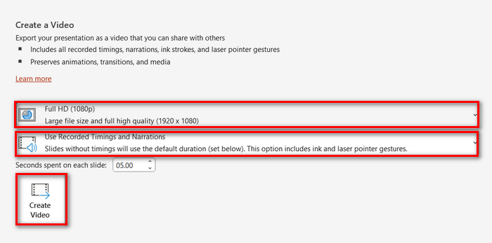 การนำเสนอ PowerPoint Ppt เป็น Mp4 ตั้งค่าคุณภาพและระยะเวลาของวิดีโอ