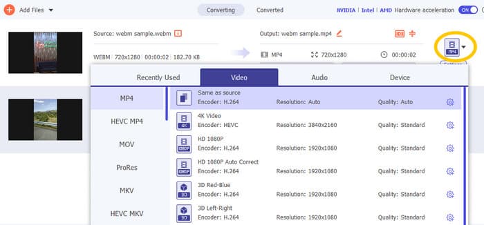 Premiere toont geen Mp4-conversieset