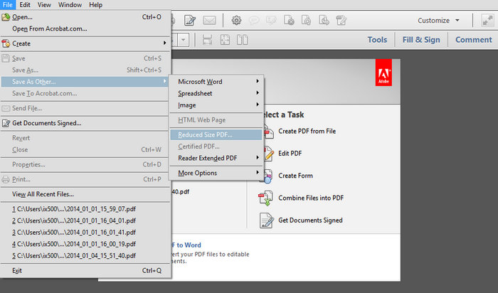 Adobe Acrobat Main Interface