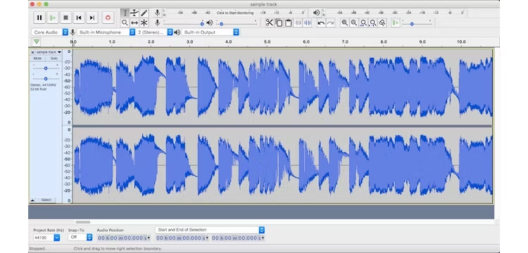 עורך אודיו עבור Mac Audacity