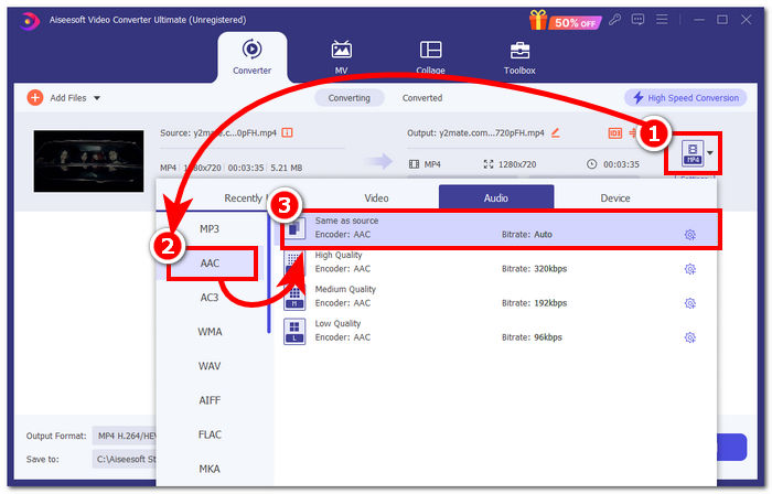 Changer le format audio