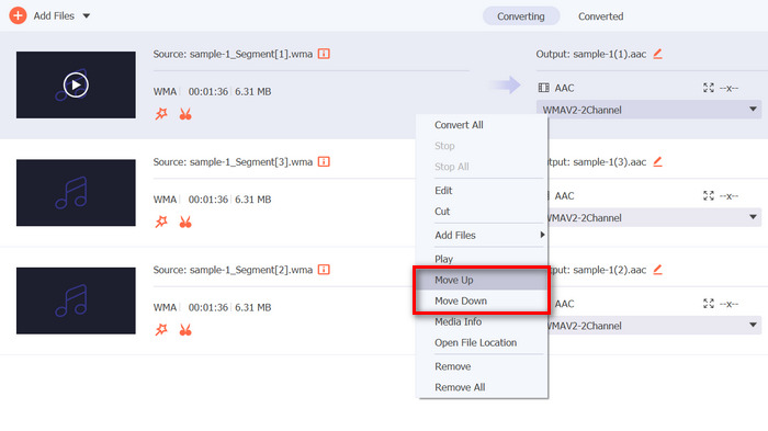 Kombinirajte Wma datoteke Video Converter Ultimate Change Order