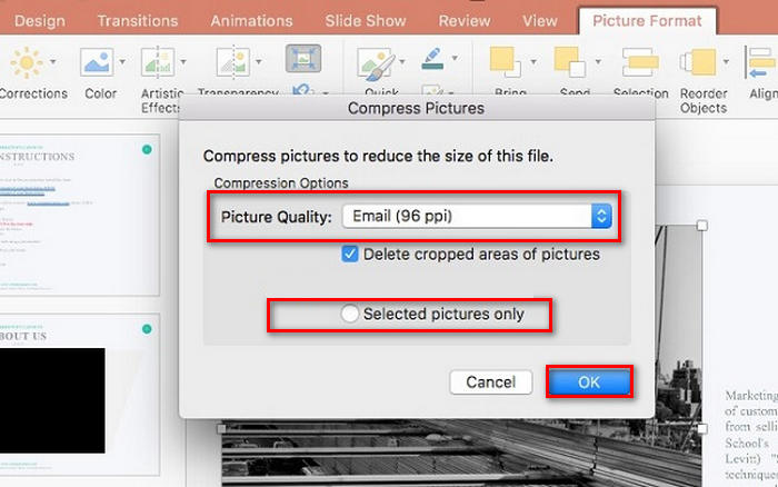 Compress Image in ppt Mac Compress