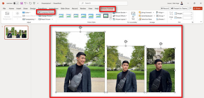 บีบอัดภาพถ่ายหลายภาพใน PowerPoint บีบอัด