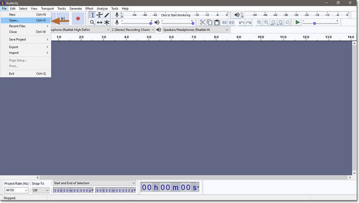 Taglia audio in Audacity Elimina parte