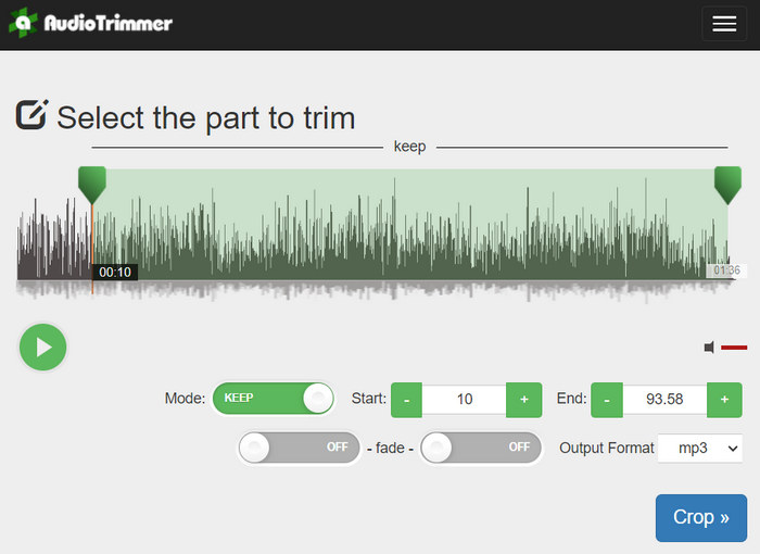 Cắt file Wma trực tuyến Audio Trimmer Crop