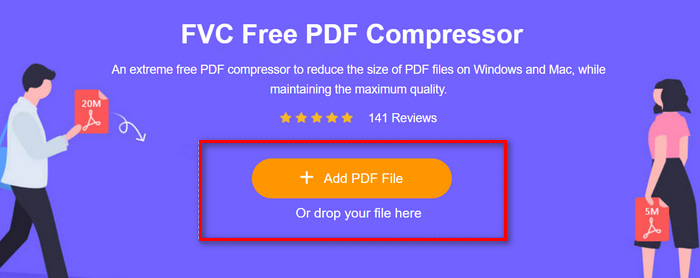 إضافة ملف PDF باستخدام Fvc Free Pdf Compressor