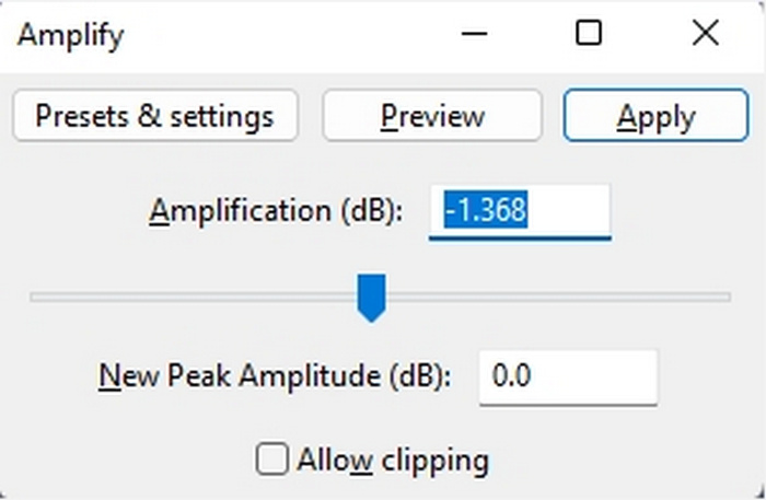 Povećaj MP3 glasnoću Audacity Amplify