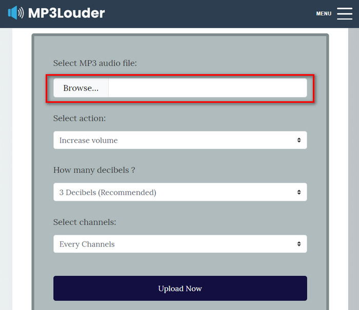 Zvýšit hlasitost Mp3 Mp3louder Importovat soubor