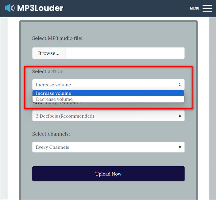 เพิ่มระดับเสียง Mp3 Mp3louder เลือกการดำเนินการ